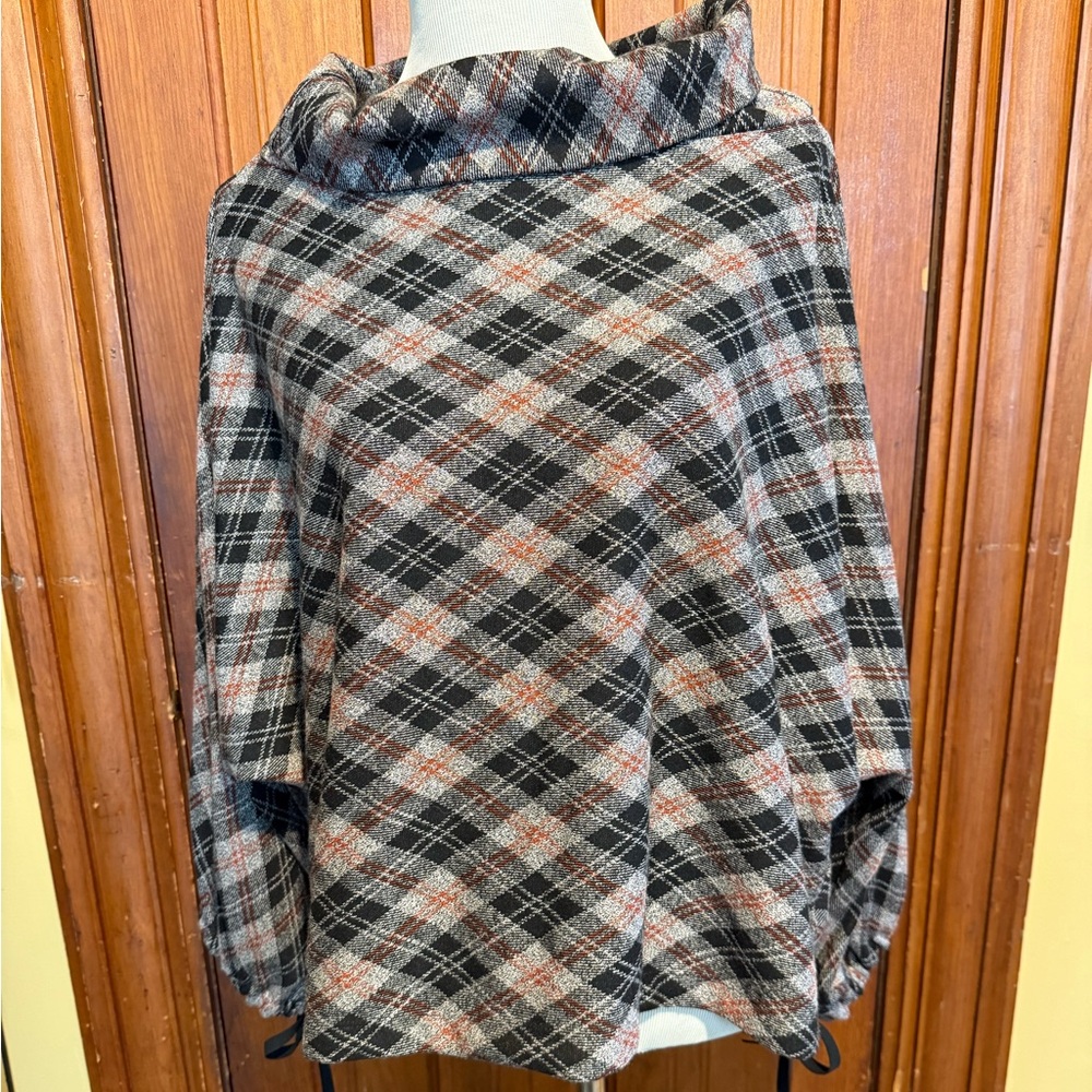 Plaid Cowl Neck top
